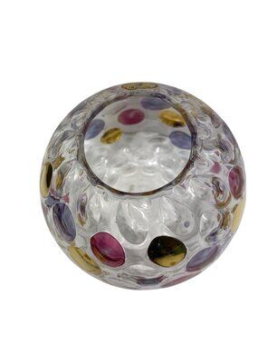 Handmade Bohemia Crystal Vase With Colorful Polka Dot Design 6 In Czech Republic
